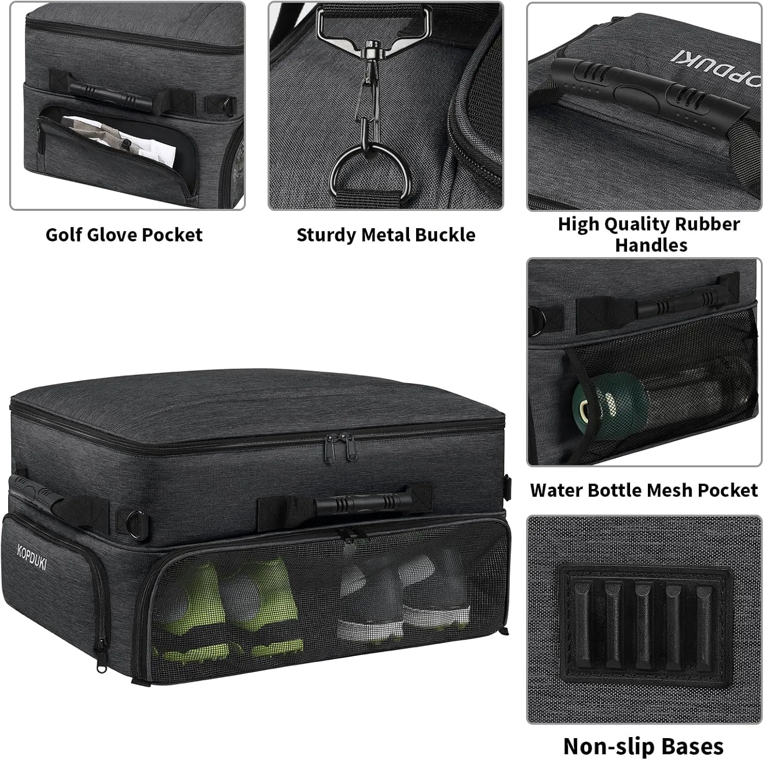 Extra Large Golf Trunk Organizer, Golf Gifts for Men Golfers, 20"x 14"x 10" 2 Layer Golf Trunk Organizer for Car, Water-resistant with Ventilated Compartment for 2 Pair Shoes and More Golf Accessories