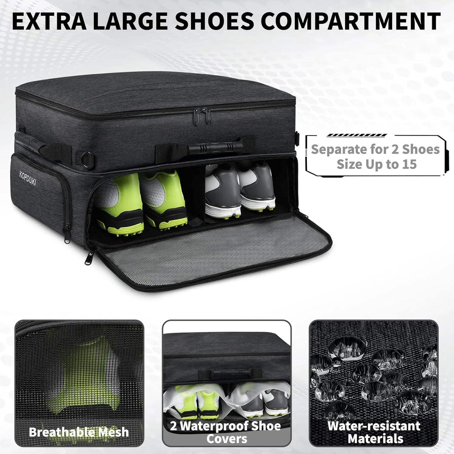 Extra Large Golf Trunk Organizer, Golf Gifts for Men Golfers, 20"x 14"x 10" 2 Layer Golf Trunk Organizer for Car, Water-resistant with Ventilated Compartment for 2 Pair Shoes and More Golf Accessories