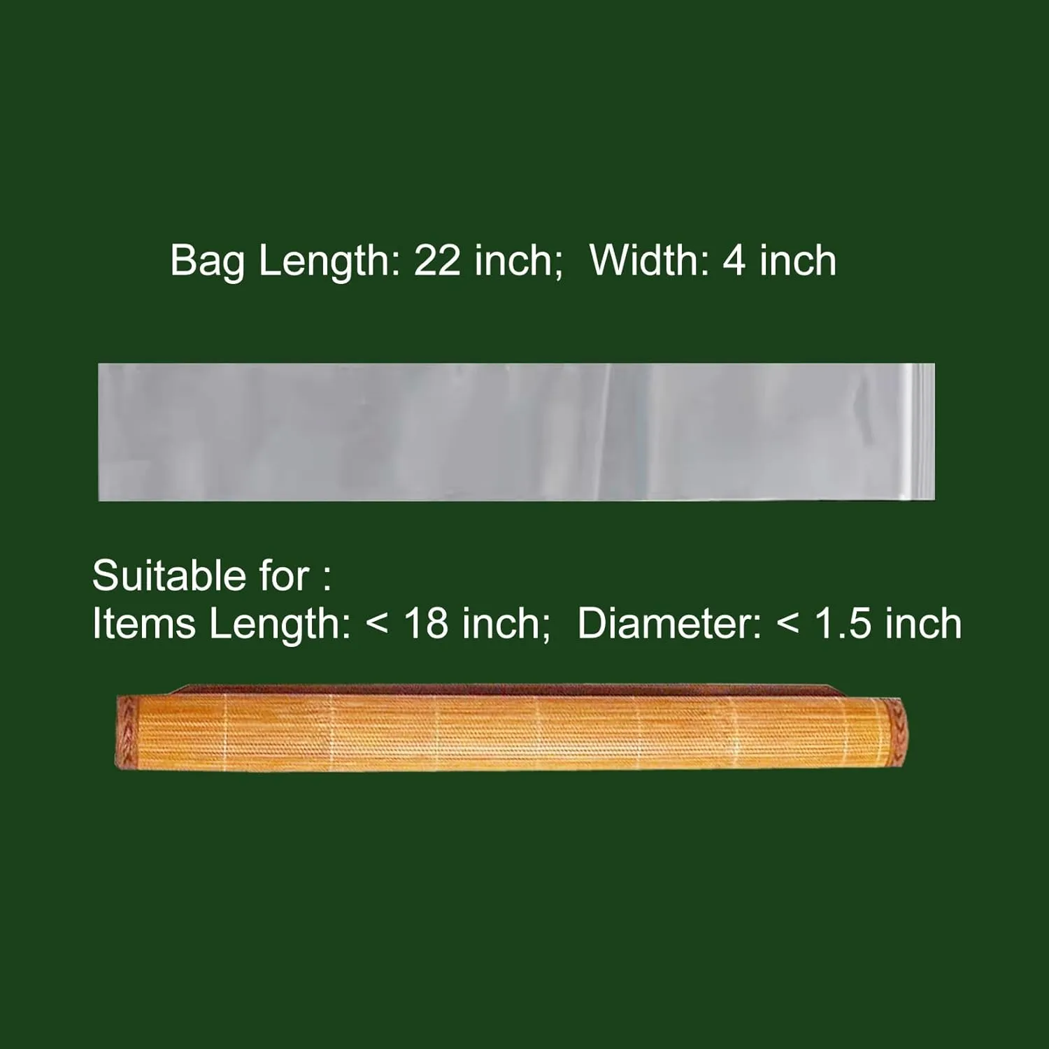 Extra Long Zip Bags 4x22 Inch (20-Pack), 6 mil Clear Narrow Poster Bags, Reclosable Plastic Blueprint Bags Waterproof Tube with Lock Seal for Storage, 42220