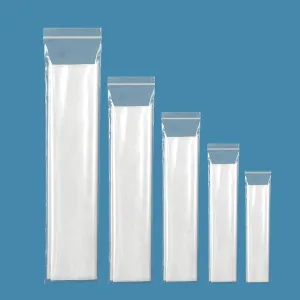 Extra Long Zip Bags 4x22 Inch (20-Pack), 6 mil Clear Narrow Poster Bags, Reclosable Plastic Blueprint Bags Waterproof Tube with Lock Seal for Storage, 42220
