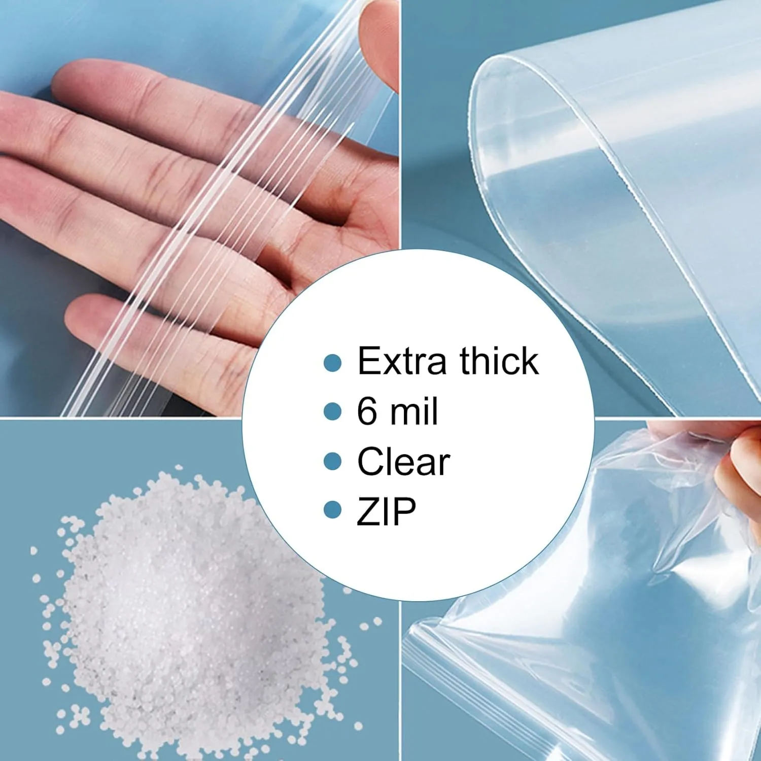Extra Long Zip Bags 4x22 Inch (20-Pack), 6 mil Clear Narrow Poster Bags, Reclosable Plastic Blueprint Bags Waterproof Tube with Lock Seal for Storage, 42220
