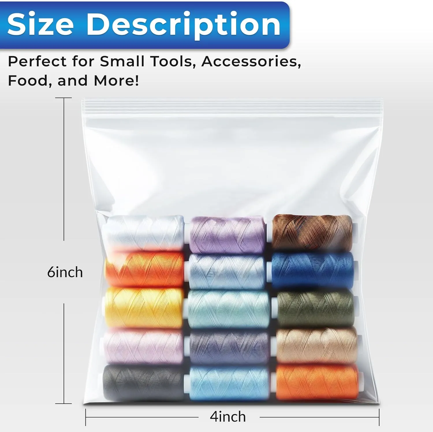 Extra Thick Zip Top Bags, 4x6 6mil Inches heavy-duty bags are made of LDPE material and are puncture-resistant. They are perfect for travel, storage, and industrial use - 4x6 inches Pack 100