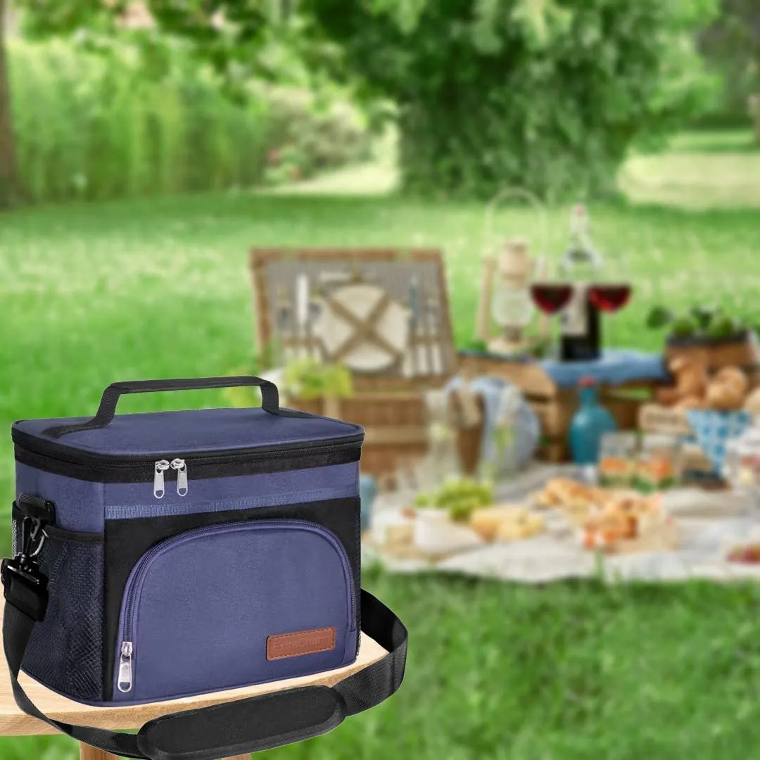 ExtraCharm Insulated Lunch Bag for Women/Men - Reusable Lunch Box for Office Picnic Hiking Beach - Leakproof Cooler Tote Bag Organizer with Adjustable Shoulder Strap for Adults