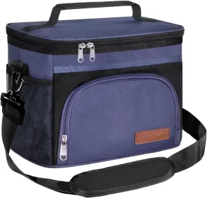 ExtraCharm Insulated Lunch Bag for Women/Men - Reusable Lunch Box for Office Picnic Hiking Beach - Leakproof Cooler Tote Bag Organizer with Adjustable Shoulder Strap for Adults