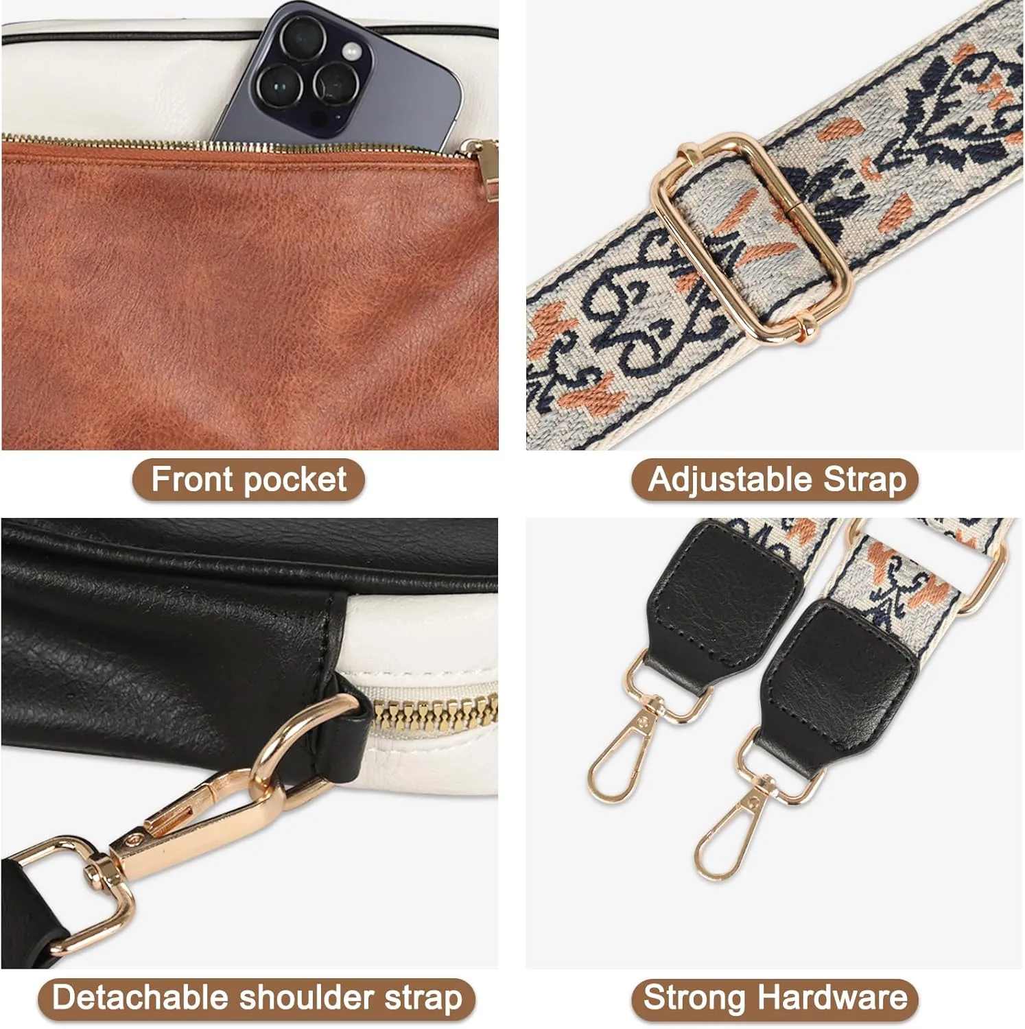EXTREE crossbody Bags for Women,Trendy Shoulder Vegan Leather Handbags, Satchel Purse with Adjustable Wide Vintage Strap