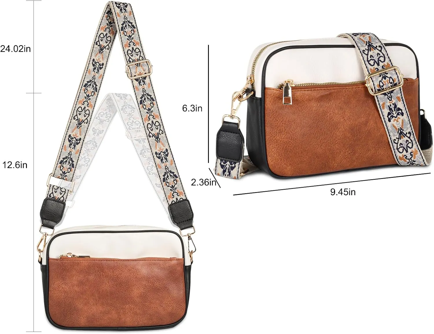 EXTREE crossbody Bags for Women,Trendy Shoulder Vegan Leather Handbags, Satchel Purse with Adjustable Wide Vintage Strap