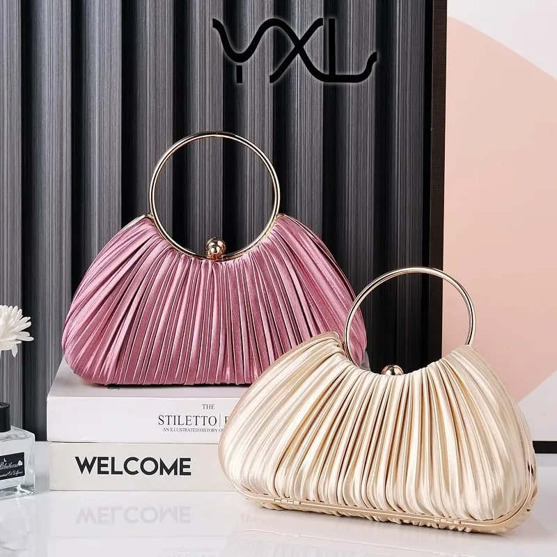 Fabric Art Pleated Evening Bag Women's Versatile Clutch Purses