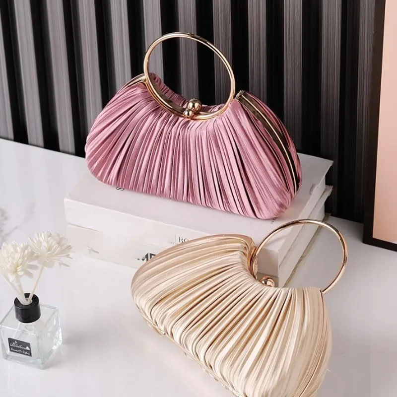 Fabric Art Pleated Evening Bag Women's Versatile Clutch Purses
