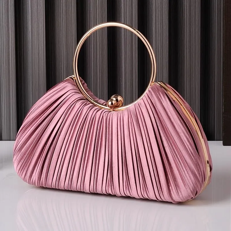 Fabric Art Pleated Evening Bag Women's Versatile Clutch Purses