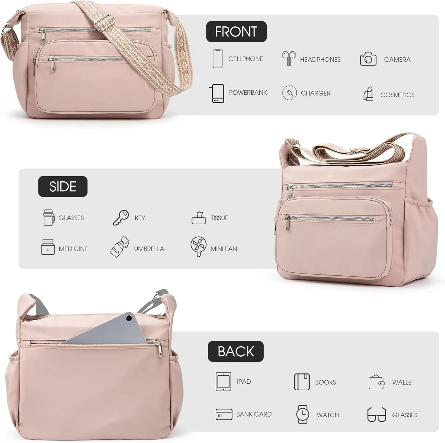 Fancy Forest Tote Bag for Women - Shoulder Handbag Bag with Multiple Pockets, Crossbody Purse for Ladies' Travel, Work