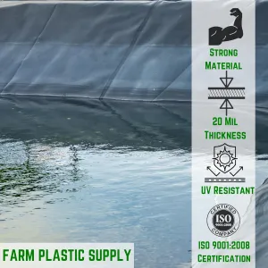 Farm Plastic Supply - 20 Mil Black/White Pond Liner - 20 Mil Fish Pond HDPE Liner, Pond Liners for Outdoor Ponds, Koi Ponds, Garden Fountain, Waterfall (6' x 25')