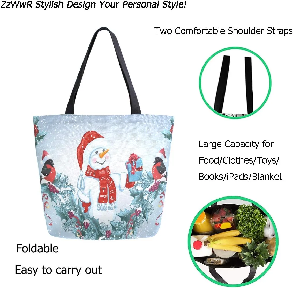Fashion Beautiful Printed Pattern Extra Large Shoulder Tote Bag for Beach Travel Weekender Gym Grocery Shopping
