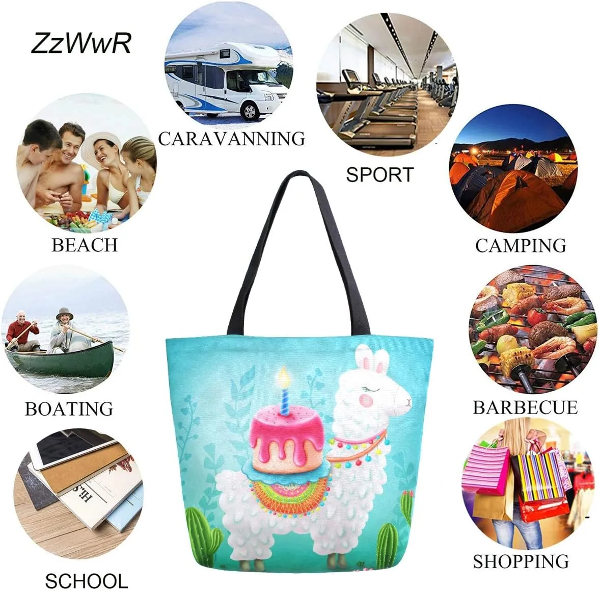 Fashion Beautiful Printed Pattern Extra Large Shoulder Tote Bag for Beach Travel Weekender Gym Grocery Shopping