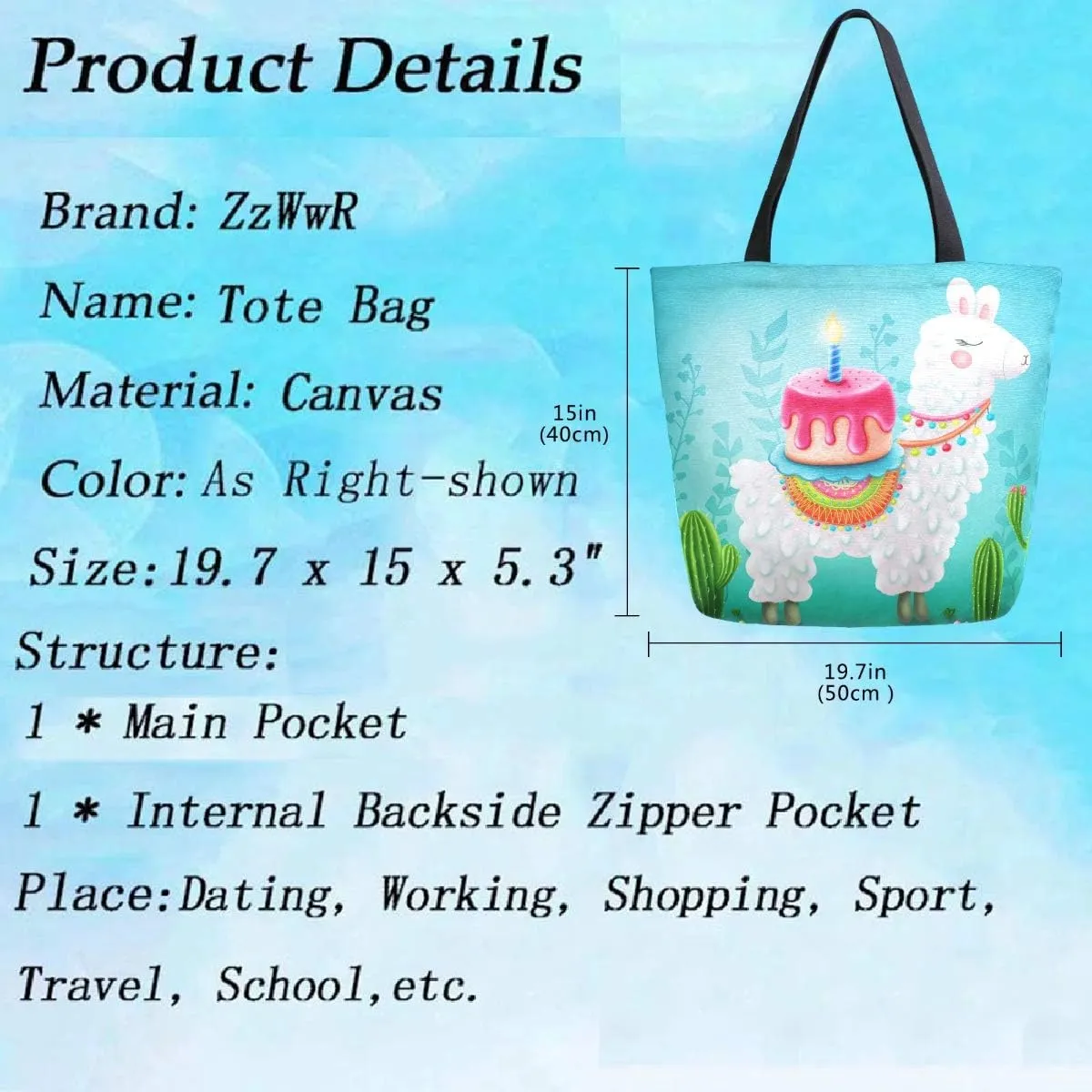 Fashion Beautiful Printed Pattern Extra Large Shoulder Tote Bag for Beach Travel Weekender Gym Grocery Shopping