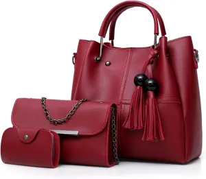 Fashion Bucket Tote Bag 3 Pcs Set Women Handbag Shoulder Bag Waterproof
