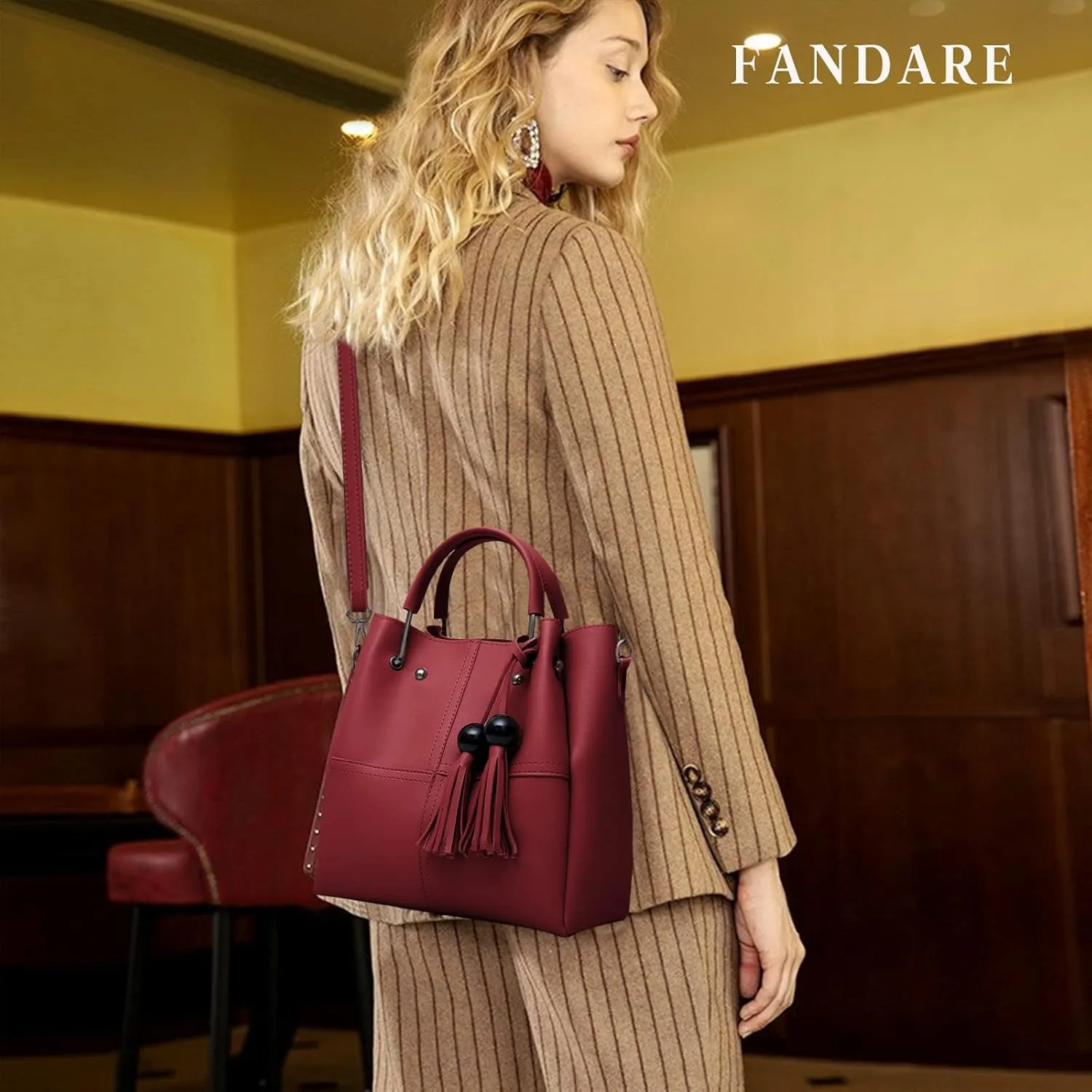 Fashion Bucket Tote Bag 3 Pcs Set Women Handbag Shoulder Bag Waterproof