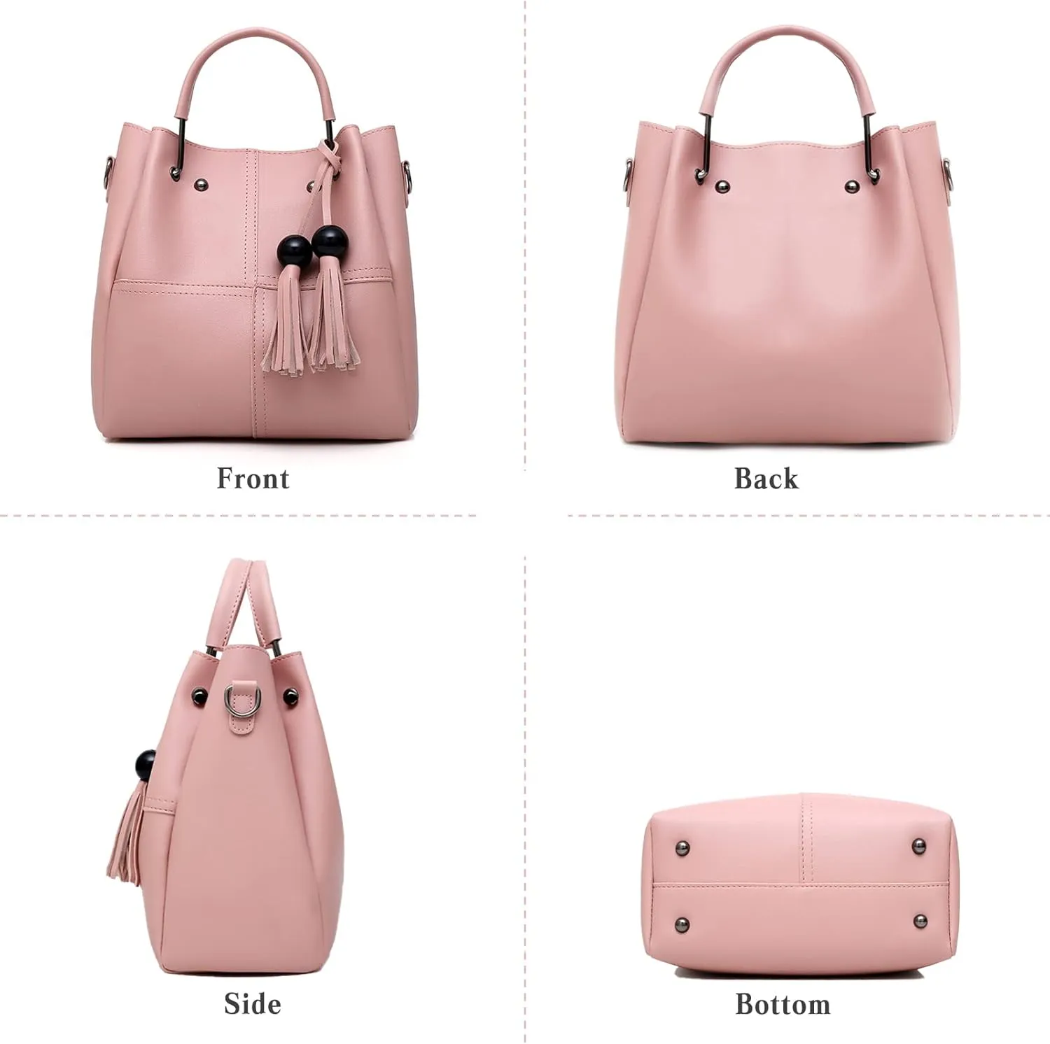 Fashion Bucket Tote Bag 3 Pcs Set Women Handbag Shoulder Bag Waterproof
