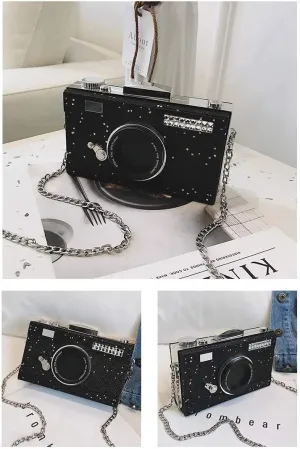 Fashion 'Camera' Handbag, Envelope Clutch, Cross-body Shoulder Purse, Soft PU Leather Handbag for Women/Girls