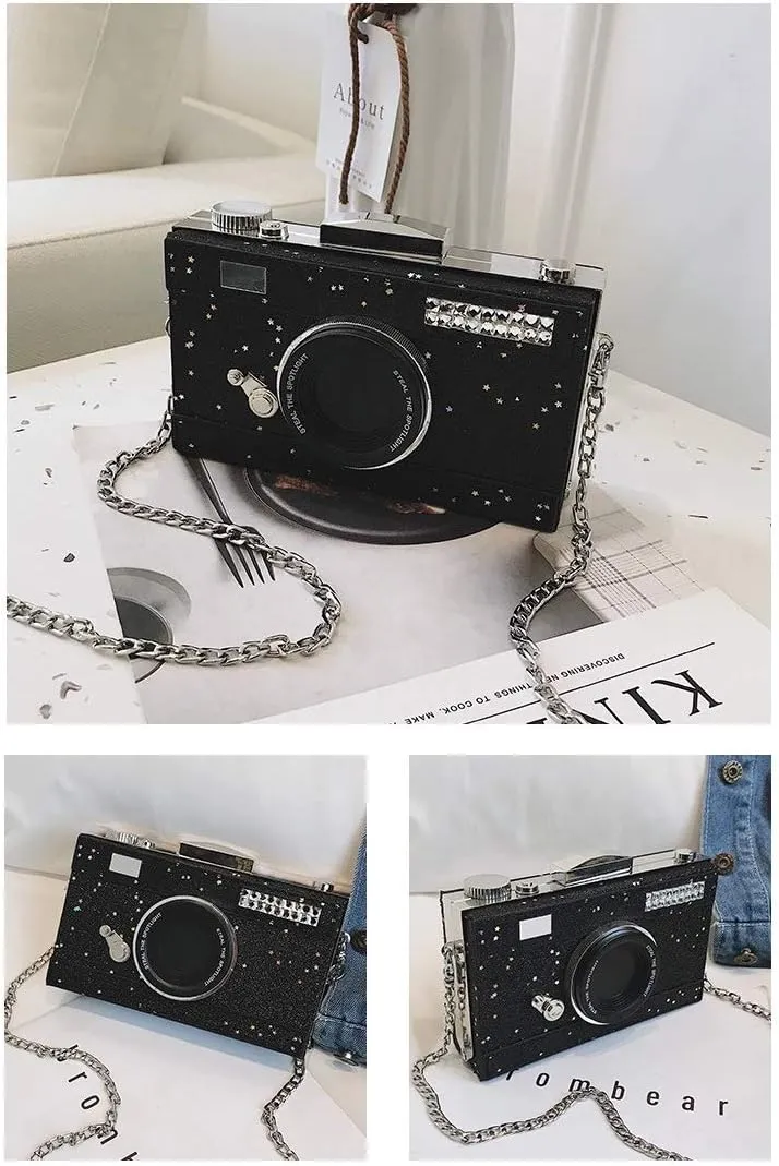 Fashion 'Camera' Handbag, Envelope Clutch, Cross-body Shoulder Purse, Soft PU Leather Handbag for Women/Girls
