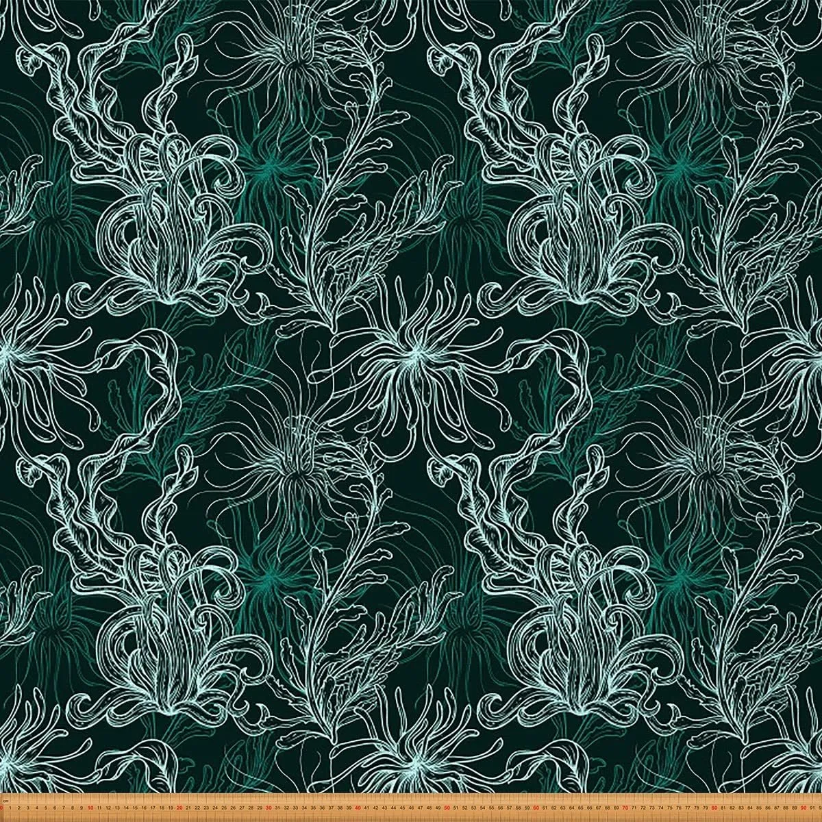 Feelyou Ocean Upholstery Fabric for Chairs, Marine Life Sea Fabric by The Yard, Marine Plants and Seaweed Decorative Fabric for Upholstery and Home DIY Projects, 1 Yard, Green