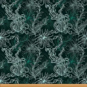 Feelyou Ocean Upholstery Fabric for Chairs, Marine Life Sea Fabric by The Yard, Marine Plants and Seaweed Decorative Fabric for Upholstery and Home DIY Projects, 1 Yard, Green