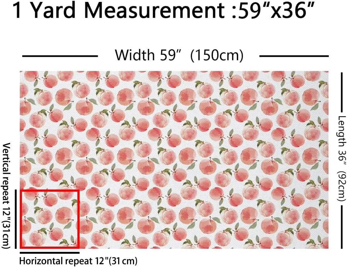 Feelyou Peach Outdoor Fabric by The Yard,Cute Peach Leaf Printed Upholstery Fabric for Chairs, Natural Theme Decorative Fabric for Home DIY Projects, 3 Yards, Pink Green