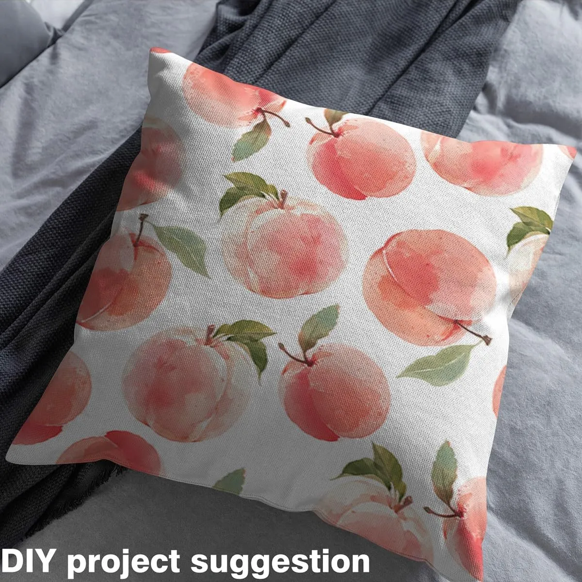 Feelyou Peach Outdoor Fabric by The Yard,Cute Peach Leaf Printed Upholstery Fabric for Chairs, Natural Theme Decorative Fabric for Home DIY Projects, 3 Yards, Pink Green