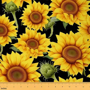 Feelyou Sunflower Fabric by The Yard Floral Print Decorative Waterproof Outdoor Fabric Yellow Flowers Pattern Upholstery Fabric for Chairs 5 Yards Bedroom Decor Botanical Blossom Outdoor Fabric