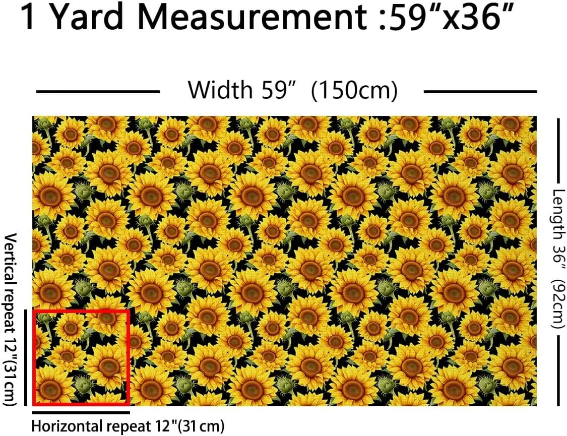 Feelyou Sunflower Fabric by The Yard Floral Print Decorative Waterproof Outdoor Fabric Yellow Flowers Pattern Upholstery Fabric for Chairs 5 Yards Bedroom Decor Botanical Blossom Outdoor Fabric