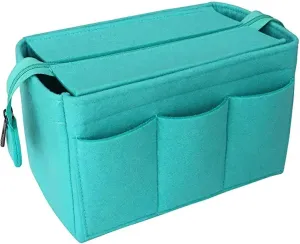 Felt Insert Bag Cosmetic Organizer Felt Insert Bag For Handbag Travel Inner Purse Portable Make Up Bags(Light green,25x16x14.5cm)