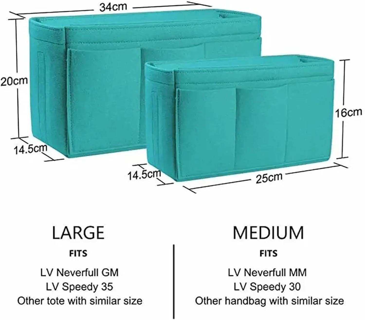 Felt Insert Bag Cosmetic Organizer Felt Insert Bag For Handbag Travel Inner Purse Portable Make Up Bags(Light green,25x16x14.5cm)