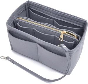 Felt Insert Bag Multifunctional Large Capacity Makeup Storage Bag Felt Cloth Liner Travel Insert Portable Bag(Grey-XL)