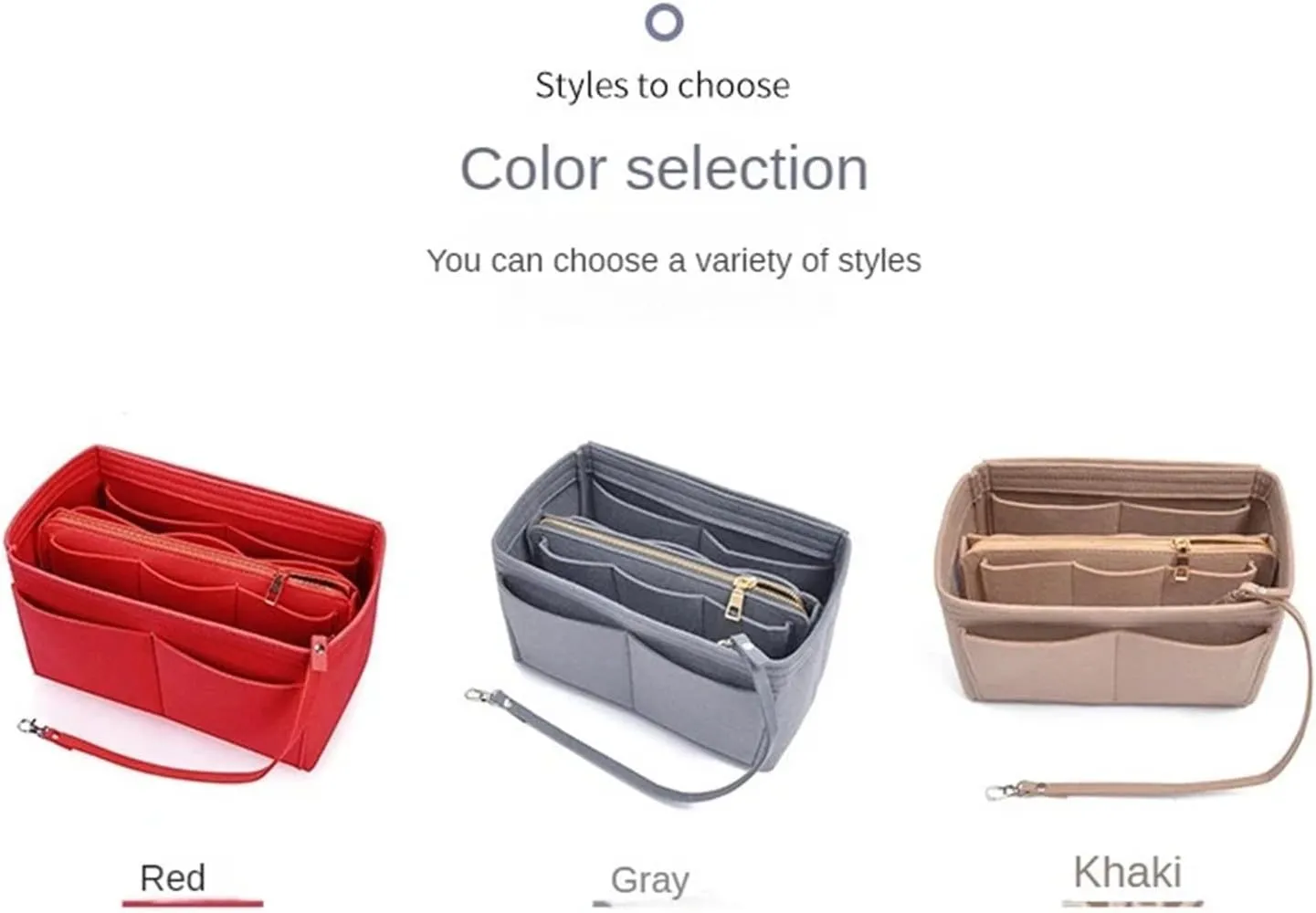Felt Insert Bag Multifunctional Large Capacity Makeup Storage Bag Felt Cloth Liner Travel Insert Portable Bag(Grey-XL)
