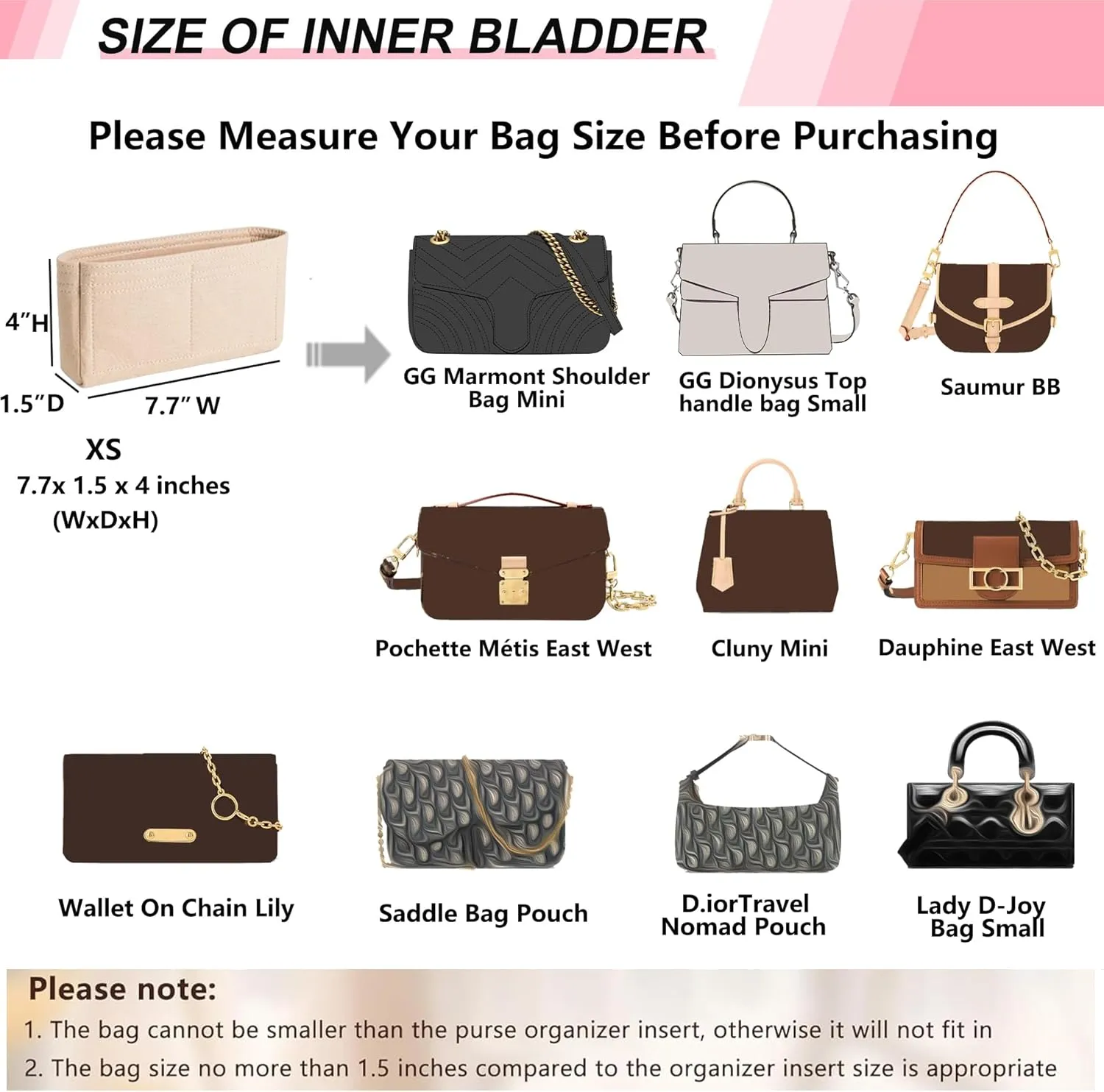 Felt Purse Organizer Insert Compatible with GG Marmont Mini Matelasse Shoulder Handbag and More, Mini Handbag Insert Liner Pouch for Women Inner Bladder Bag Storage Bag (Beige,mini)