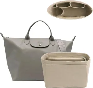 Felt Purse Organizer Insert for Longchamp Le Pliage, Handbag Insert with Multi-Pockets Fits Speedy, Neverfull and More