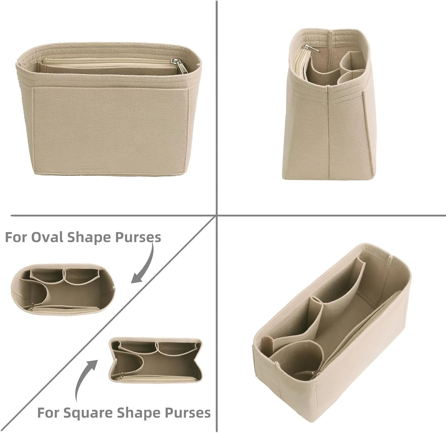 Felt Purse Organizer Insert for Longchamp Le Pliage, Handbag Insert with Multi-Pockets Fits Speedy, Neverfull and More