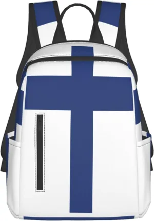 Finnish flag print Fashion Backpacks Hiking Camping Day bags Men Women Traveling Outdoor backpacks