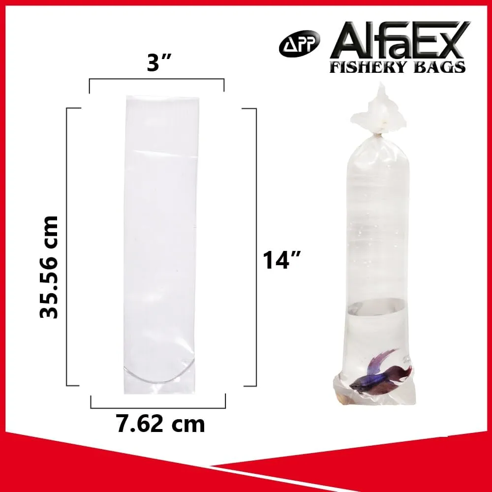 Fishery Bags 3 Inches Leak Proof Rounded Bottom Clear Plastic Fish Bags for Shrimps and Betta Fish Transport. (3" x 14" / 1000 Pack / 2 Mil)