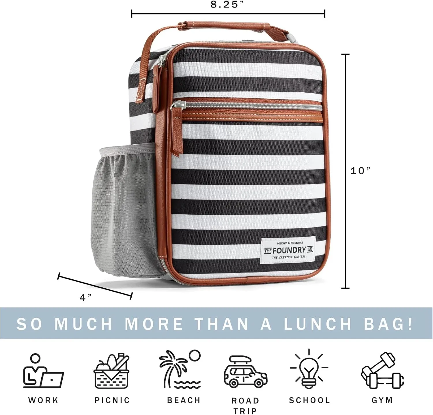 Fit & Fresh Foundry, Thayer Insulated Lunch Bag with 2 Food Containers, Reusable Lunch Box, Mini Cooler Bag, Perfect for Work, College, Picnics