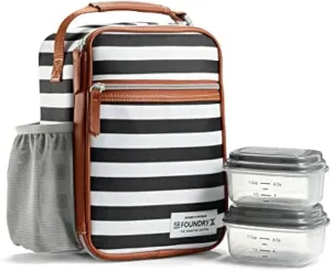 Fit & Fresh Foundry, Thayer Insulated Lunch Bag with 2 Food Containers, Reusable Lunch Box, Mini Cooler Bag, Perfect for Work, College, Picnics