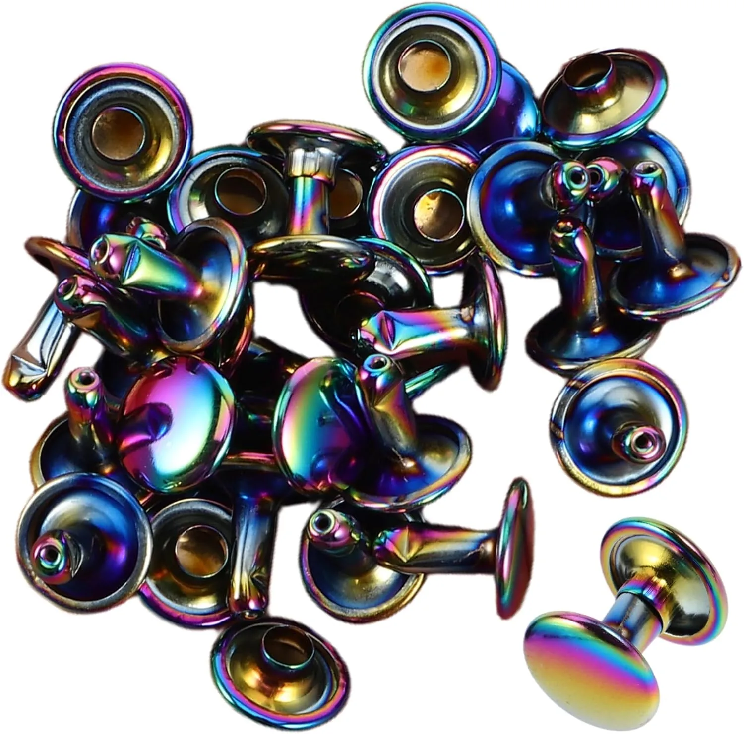 FIXOSHEE 50pcs Rainbow Rivets for Handbag Making Purse Decoration Rivets for Fabric Crafting