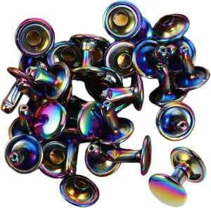 FIXOSHEE 50pcs Rainbow Rivets for Handbag Making Purse Decoration Rivets for Fabric Crafting