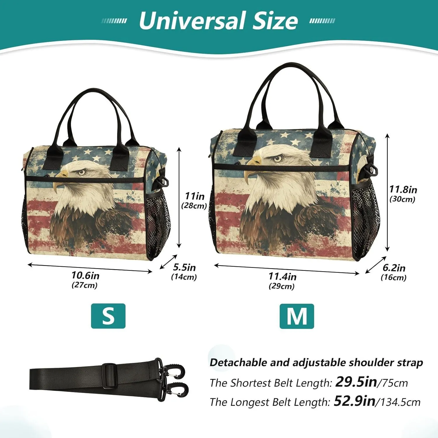 Flag Hawk Beige Lunch Bag for Women Insulated Leakproof Cooler Bag with Adjustable Shoulder Strap for Work Men M