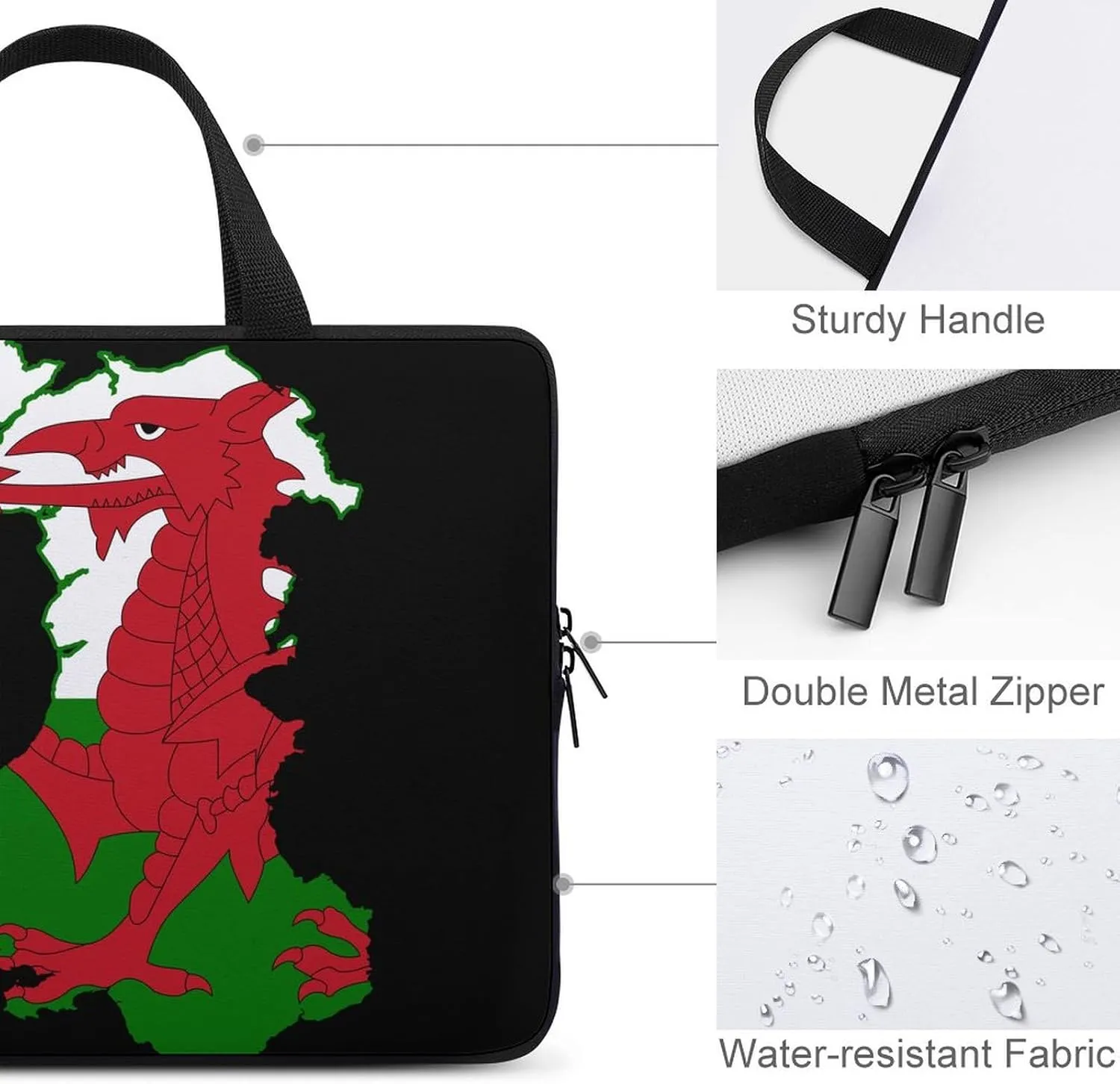 Flag Map of Wales Laptop Bag Lightweight Computer Bag Laptop Carrying Case Handbag for Work Business