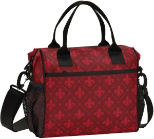 Fleur De Lys Red Lunch Bag Leakproof Tote Bag for Work Picnic -M