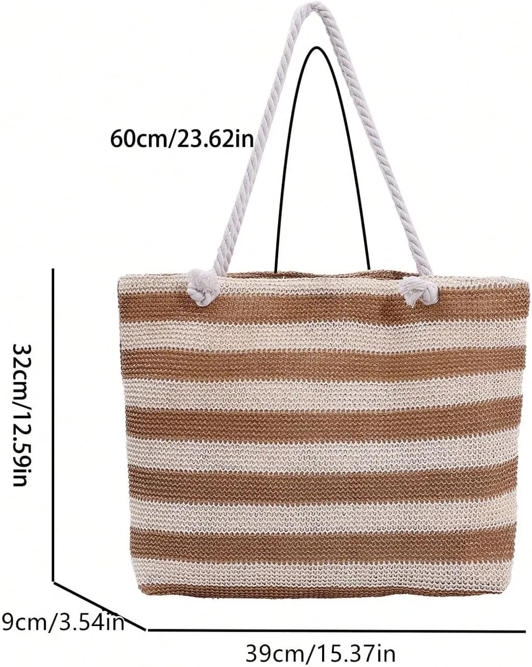 Floerns Women's Striped Straw Beach Shoulder Tote Bag Rope Handle Large Capacity Vacation Totes
