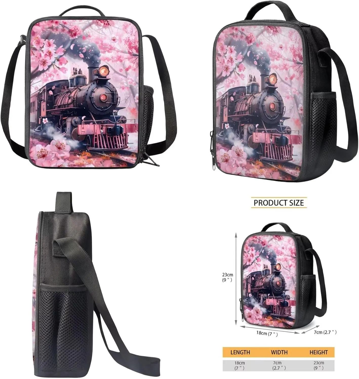 Floral Backpack Pink Girls Backpack 10-12 Years Old Cherry Blossom Bookbag with Lunch Box School Bag for 4th 5th Grade Girls Set of 3 Back Pack for School Girl