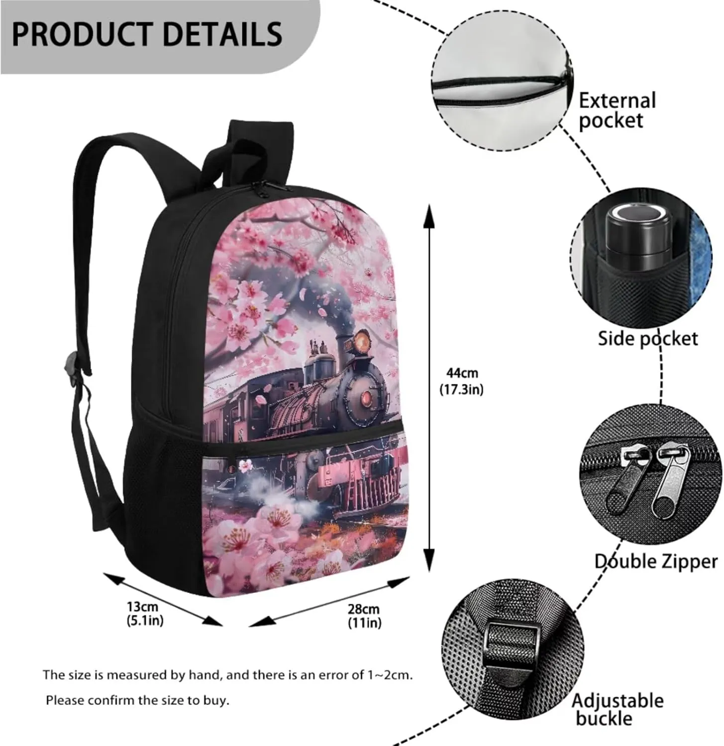 Floral Backpack Pink Girls Backpack 10-12 Years Old Cherry Blossom Bookbag with Lunch Box School Bag for 4th 5th Grade Girls Set of 3 Back Pack for School Girl