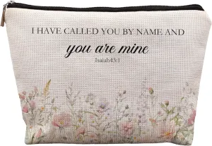 Floral Christian Makeup Cosmetic Bag - Christian Gifts for Women, Bible Scripture Gifts Cosmetic Bag for Women, Inspirational Small Makeup Bag for Purse, I Have Called You by Name You are Mine
