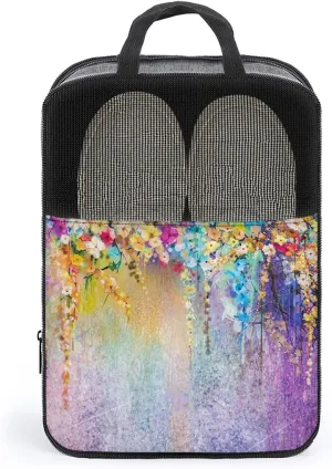 Flower Shoe Bag for Travel,Ivy Back Florets Shrubs, Shoe Organizer Bag Holds 1 Pair of Shoe Travel Accessories Suitcase Organize,Blue Purple